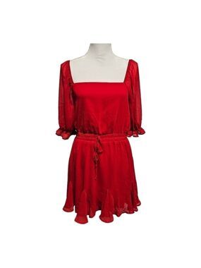 mi ami Francescas Babydoll Dress Size L Red Casual Cute Summer Valentines Day